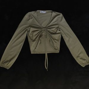 Noisy May Olive Green Ruched Long Sleeve